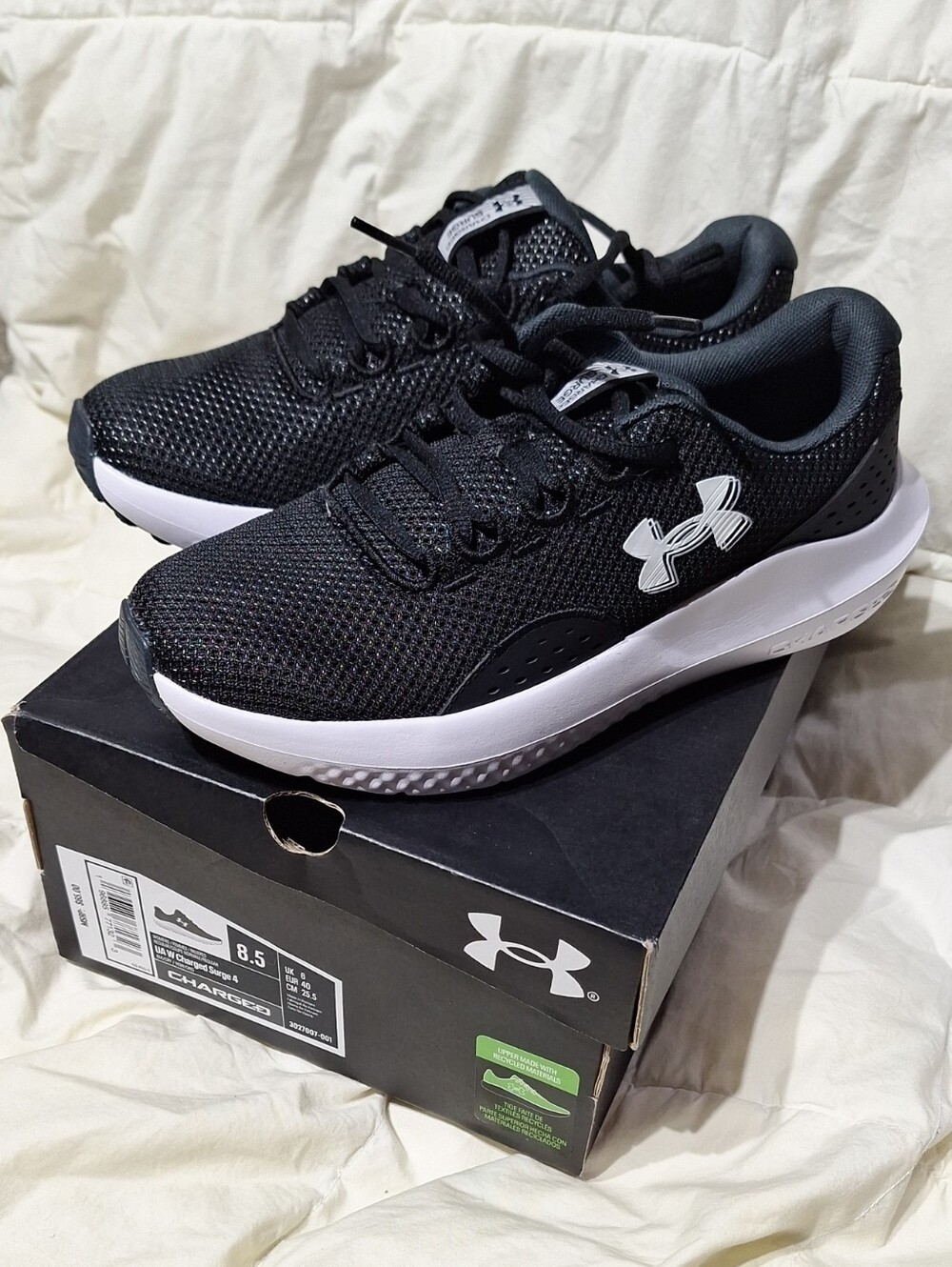 Under Armour Women's Black & White Lightweight Mesh Trainers